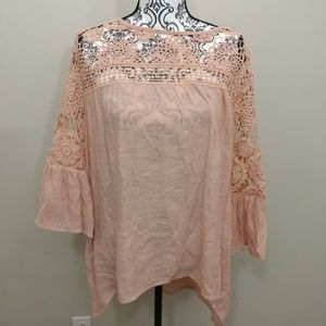 Simply Irresistible Pink Lace Peasant Top